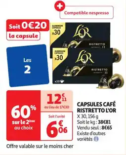 Auchan Supermarché Capsules café ristretto l'or offre