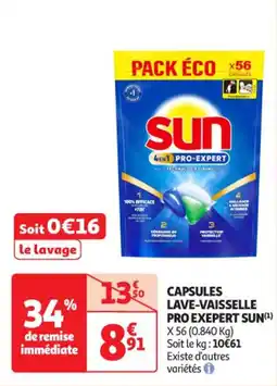 Auchan Supermarché Capsules lave vaisselle pro exepert sun offre