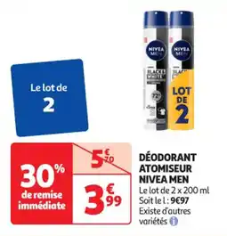 Auchan Supermarché Déodorant atomiseur nivea men offre