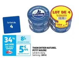 Auchan Supermarché Thon entier naturel petit navire offre