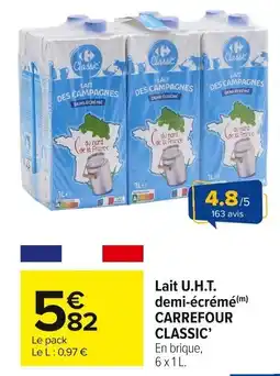 Carrefour Market Lait u.h.t. demi-écrémé carrefour classic offre