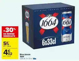 Carrefour Market Bière blonde 1664 offre