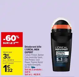 Carrefour Market Déodorant bille l'oréal men expert offre
