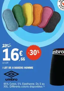 E.Leclerc I lot de 8 boxers homme umbro offre
