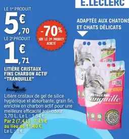 E.Leclerc Litière cristaux fins charbon actif tranquille offre