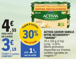 E.Leclerc Activia saveur vanille offre découverte danone offre