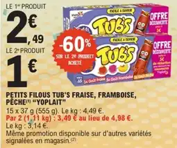 E.Leclerc Petits filous tub's fraise framboise pêche yoplait offre