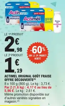 E.Leclerc Actimel original goût fraise offre découverte offre