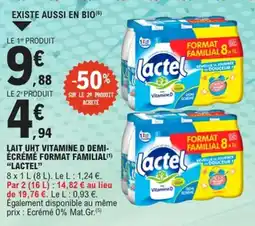 E.Leclerc Lait uht vitamine d demi écrémé format familial lactel offre