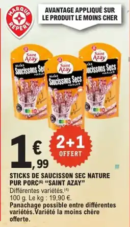 E.Leclerc Sticks de saucisson sec nature pur porc saint azay offre