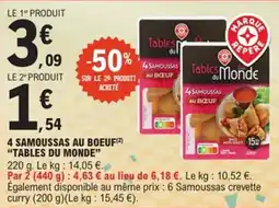 E.Leclerc 4 samoussas au boeuf tables du monde offre