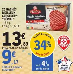 E.Leclerc 20 hachés mœlleux surgelés férial offre