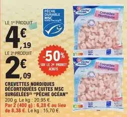 E.Leclerc Crevettes nordiques décortiquées cuites msc surgelees pêche océan offre