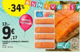 E.Leclerc 4 pavés de saumon asc surgelés escal offre