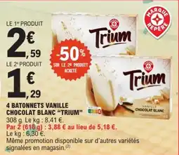 E.Leclerc 4 batonnets vanille chocolat blanc trium offre
