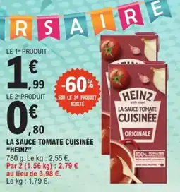 E.Leclerc La sauce tomate cuisinée heinz offre