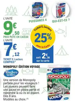 E.Leclerc Monopoly édition voyage offre