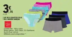 E.Leclerc Lot de 6 culottes fille ou 3 boxers garçon offre