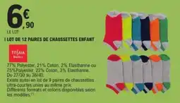 E.Leclerc Lot de 12 paires de chaussettes enfant offre