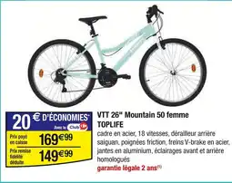 Carrefour Vtt 26 mountaine 50 femme toplife offre