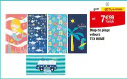 Carrefour Drap de plage velours tex home offre