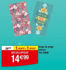 Carrefour Draps de plage velours tex home offre