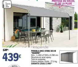 E.Leclerc Brico Pergola avec store 4x3 m madère offre