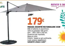 E.Leclerc Brico Parasol excentré rectangulaire 3x3m offre