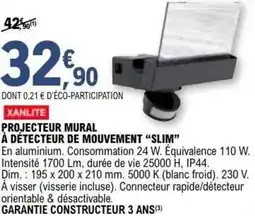 E.Leclerc Brico Projecteur mural à détecteur de mouvement slim offre