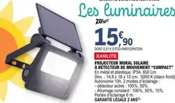 E.Leclerc Brico Projecteur mural solaire à détecteur de mouvement slim offre