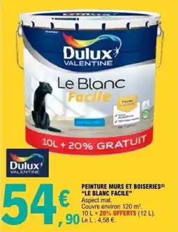 E.Leclerc Brico Peinture murs et boiseries le blanc facile offre