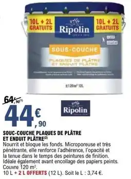 E.Leclerc Brico Souc couche plaques de plâtre et enduit plâtre offre