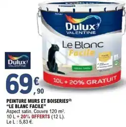 E.Leclerc Brico Peinture murs et boiseries le blanc facile offre
