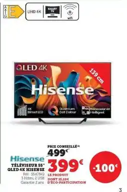 Hyper U Hisense Téléviseur 55 QLED 4K offre