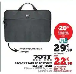 Hyper U SACOCHE POUR PC PORTABLE 15.6/16 - NOIR offre