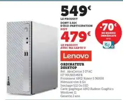 Hyper U Lenovo Ordinateur Desktop offre