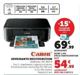 Hyper U Canon Imprimante Multifonction MG 3650 S offre