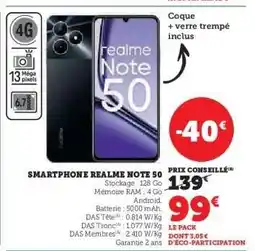 Hyper U SMARTPHONE REALME NOTE 50 offre