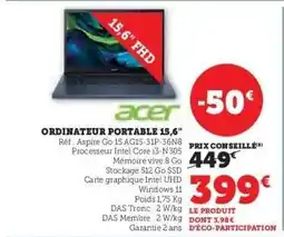 Super U Ordinateur portable - 15.6'' offre