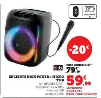 Super U ENCEINTE HIGH POWER + MICRO T'NB offre