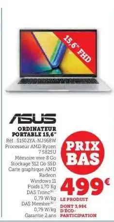 Super U ASUS Ordinateur portable - 15.6'' offre