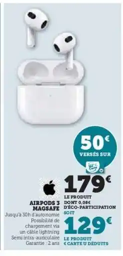 Super U AirPods 3 MagSafe offre