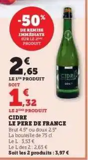Hyper U CIDRE LE PERE DE FRANCE offre