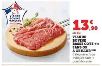 Hyper U Viande bovine : basse côte** sans os à griller offre