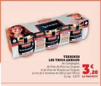 Hyper U TERRINES LES TRIOS ARNAUD offre
