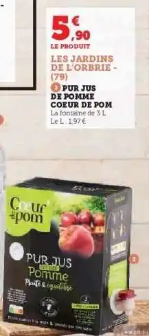 Hyper U Pur Jus De Pomme Coeur De Pom offre