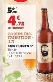 Hyper U BIÈRE UINI'S 5° offre