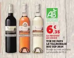 Hyper U VIN DE PAYS LE TALMONAIS BIO IGP 2024 offre