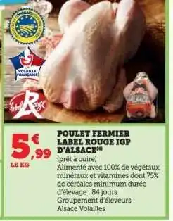 Hyper U POULET FERMIER LABEL ROUGE IGP D'ALSACE offre