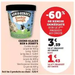 Super U CREME GLACEE BEN & JERRY'S offre